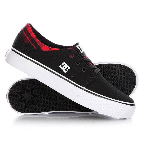 Кеды кроссовки низкие детские DC Trase Tx Se Black/Red Plaid