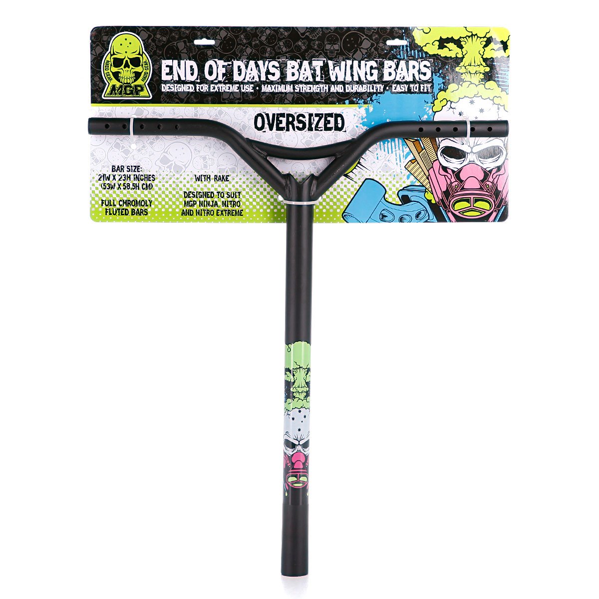 MGP ''She Devil'' Rake Oversized HIC Scooter Handle Bars - Black 533mm