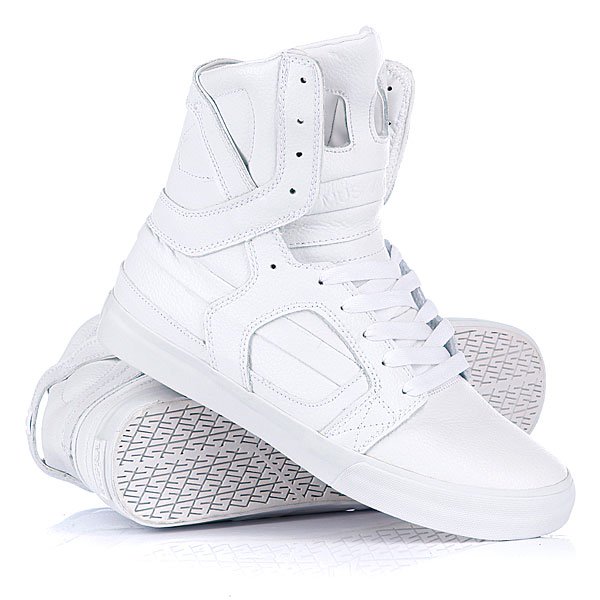 Белые высокие кроссовки фото Купить кеды высокие Supra Skytop II White (101112skladmel19) в интернет-магазине