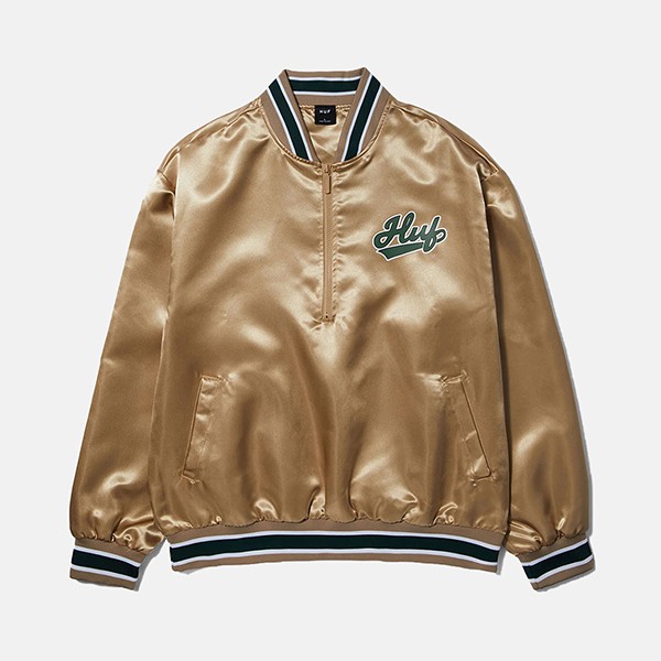 Huf Pop Fly Satin Baseball Jacket JK00419 TAN