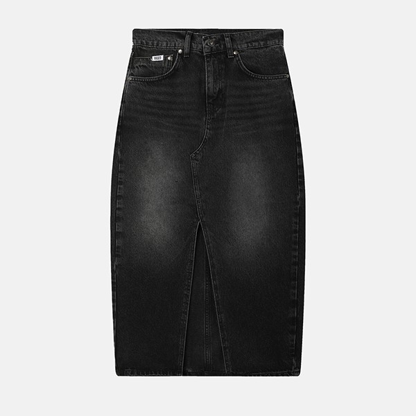  THE RAGGED PRIEST MIDI SKIRT BLEACH CHARCOAL WASH